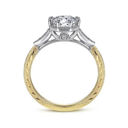 GABRIEL CO Rings Sanna Vintage Inspired 14K WhiteYellow Gold Round Diamond Channel Set Engagement Ring Setting Only GABRIEL CO Rings Sanna Vintage Inspired 14K WhiteYellow Gold Round Diamond Channel Set Engagement Ring Setting Only
