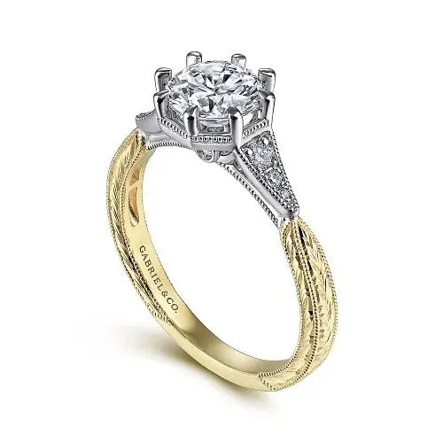 GABRIEL CO Rings Sanna Vintage Inspired 14K WhiteYellow Gold Round Diamond Channel Set Engagement Ring Setting Only GABRIEL CO Rings Sanna Vintage Inspired 14K WhiteYellow Gold Round Diamond Channel Set Engagement Ring Setting Only