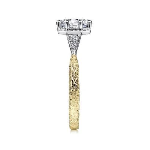 GABRIEL CO Rings Sanna Vintage Inspired 14K WhiteYellow Gold Round Diamond Channel Set Engagement Ring Setting Only GABRIEL CO Rings Sanna Vintage Inspired 14K WhiteYellow Gold Round Diamond Channel Set Engagement Ring Setting Only