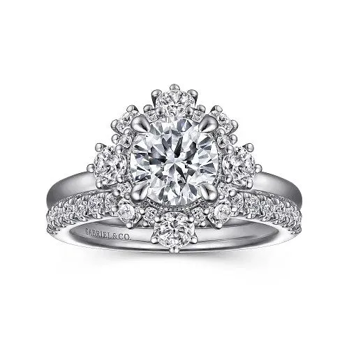 GABRIEL CO Rings Saralynn 14K White Gold Bursting Halo Round Diamond Engagement Ring Setting Only GABRIEL CO Rings Saralynn 14K White Gold Bursting Halo Round Diamond Engagement Ring Setting Only
