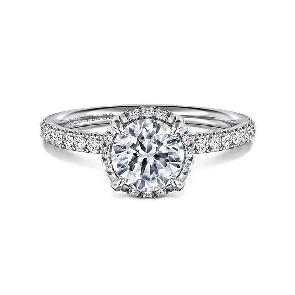 GABRIEL CO Rings Suede 14K White Gold Round Hidden Halo Diamond Engagement Ring Setting Only GABRIEL CO Rings Suede 14K White Gold Round Hidden Halo Diamond Engagement Ring Setting Only