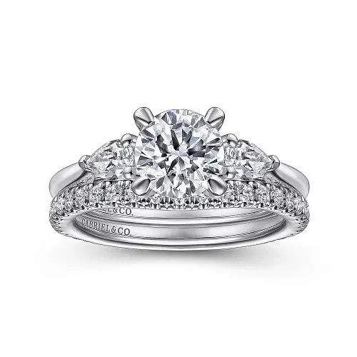 GABRIEL CO Rings Sunday 14K White Gold Round 3 Stone Diamond Engagement Ring Setting Only GABRIEL CO Rings Sunday 14K White Gold Round 3 Stone Diamond Engagement Ring Setting Only