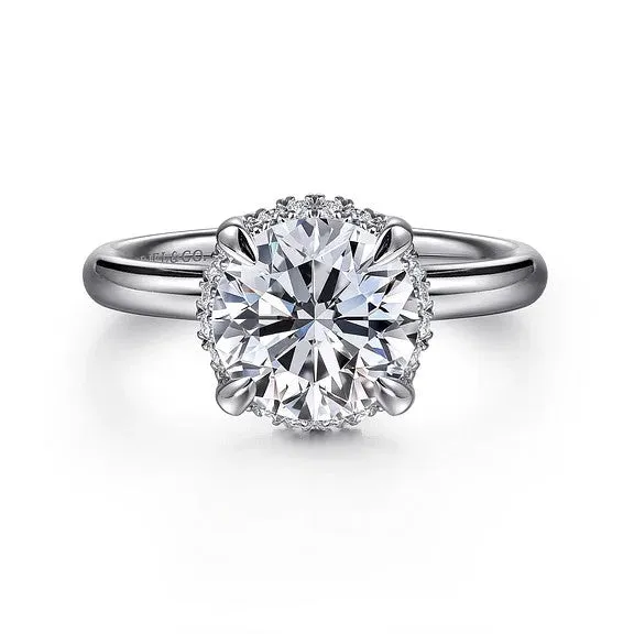 GABRIEL CO Rings Symphony 14K White Gold Round Hidden Halo Diamond Engagement Ring Setting Only GABRIEL CO Rings Symphony 14K White Gold Round Hidden Halo Diamond Engagement Ring Setting Only