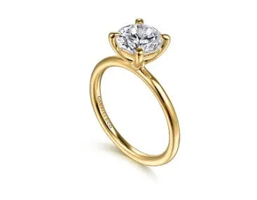 GABRIEL CO Rings Tiana 14K Yellow Gold Round Solitaire Diamond Engagement Ring Setting Only GABRIEL CO Rings Tiana 14K Yellow Gold Round Solitaire Diamond Engagement Ring Setting Only