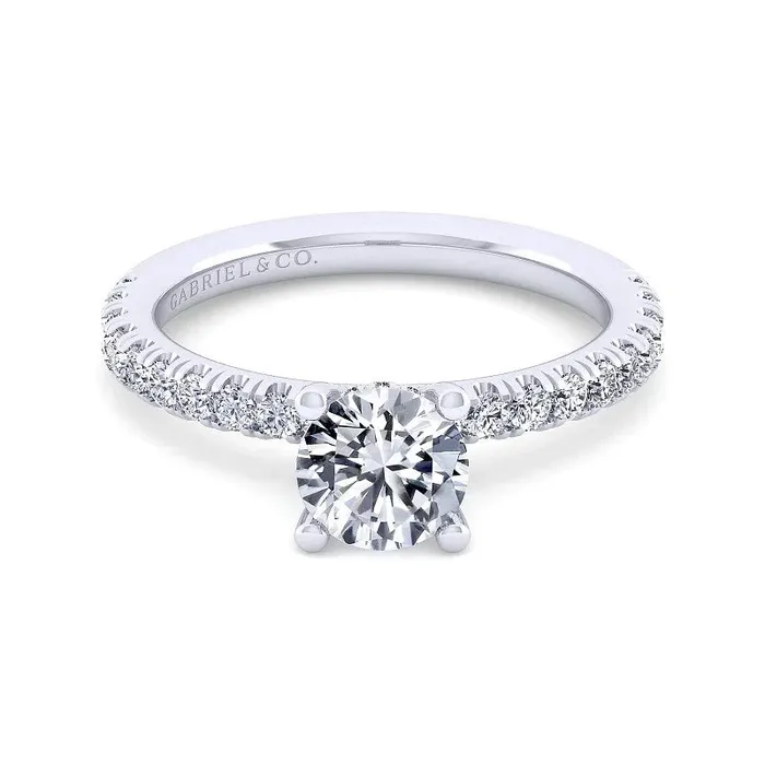 GABRIEL CO Rings Ulani 14K White Gold Round Diamond Engagement Ring Setting Only GABRIEL CO Rings Ulani 14K White Gold Round Diamond Engagement Ring Setting Only