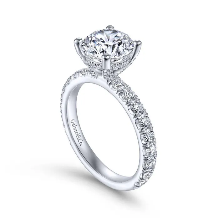 GABRIEL CO Rings Ulani 14K White Gold Round Diamond Engagement Ring Setting Only GABRIEL CO Rings Ulani 14K White Gold Round Diamond Engagement Ring Setting Only