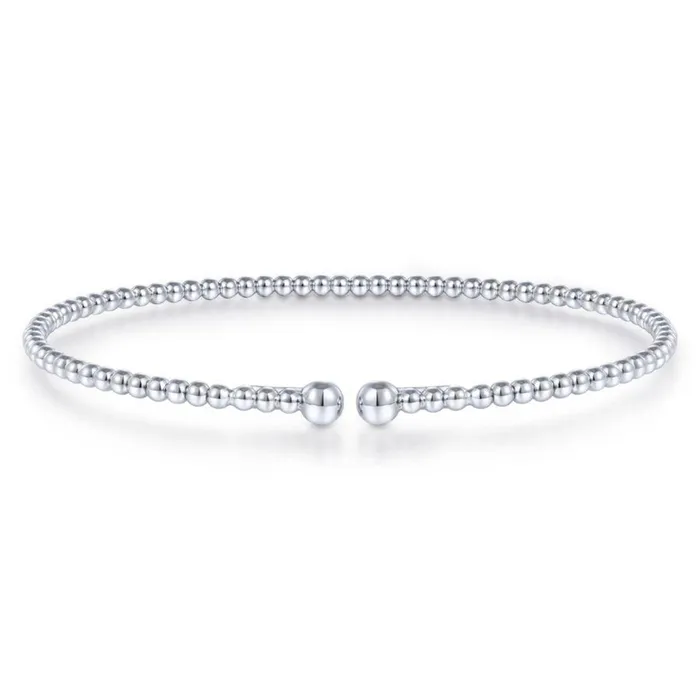 GABRIEL CO Split 14K White Gold Beaded Bujukan Bangle Bracelets