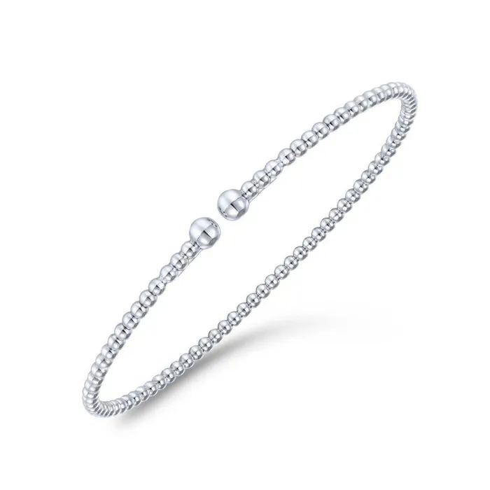 GABRIEL CO Split 14K White Gold Beaded Bujukan Bangle Bracelets