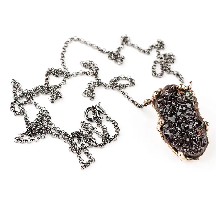 Garnet Druzy Necklace One of a kind Pendant Giardinoblu Necklaces