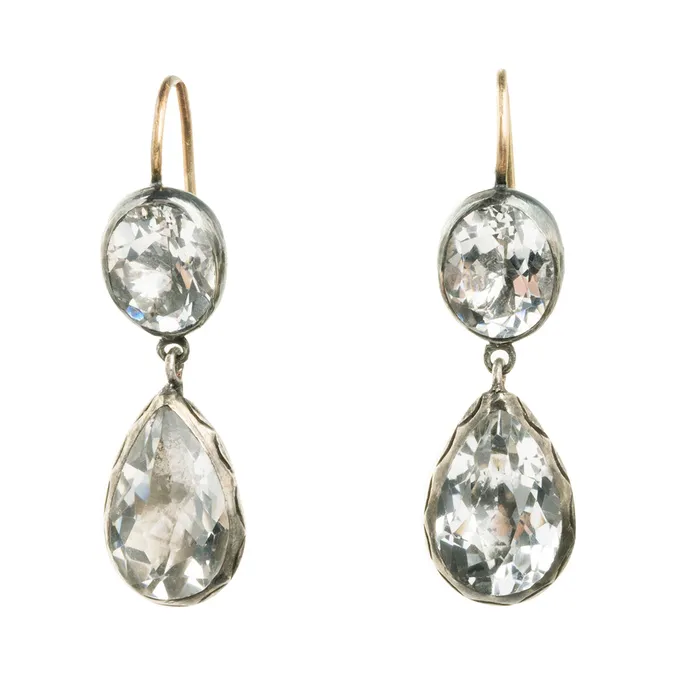 Georgian Era Rock Crystal Earrings Bell Bird Antiques Earrings