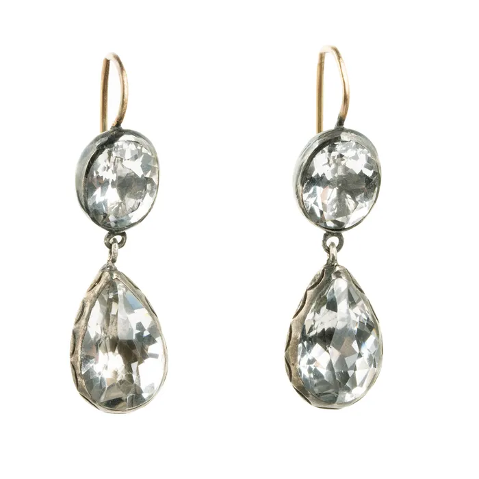 Georgian Era Rock Crystal Earrings Bell Bird Antiques Earrings