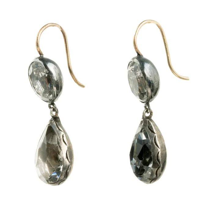 Georgian Era Rock Crystal Earrings Bell Bird Antiques Earrings