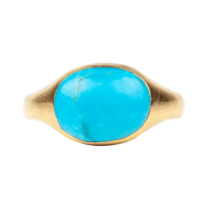 Georgian Era Turquoise Ring Bell Bird Antiques Rings