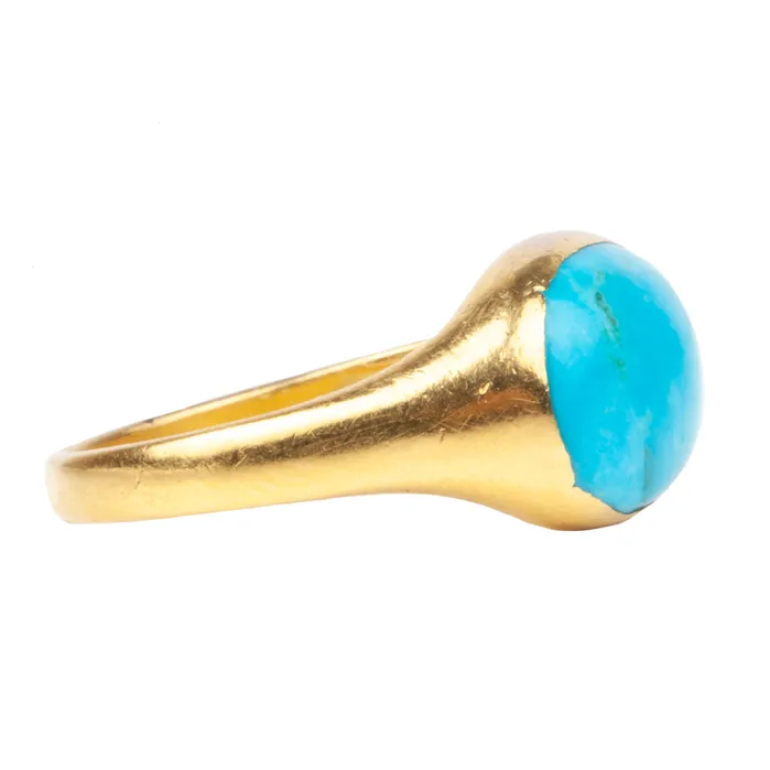 Georgian Era Turquoise Ring Bell Bird Antiques Rings