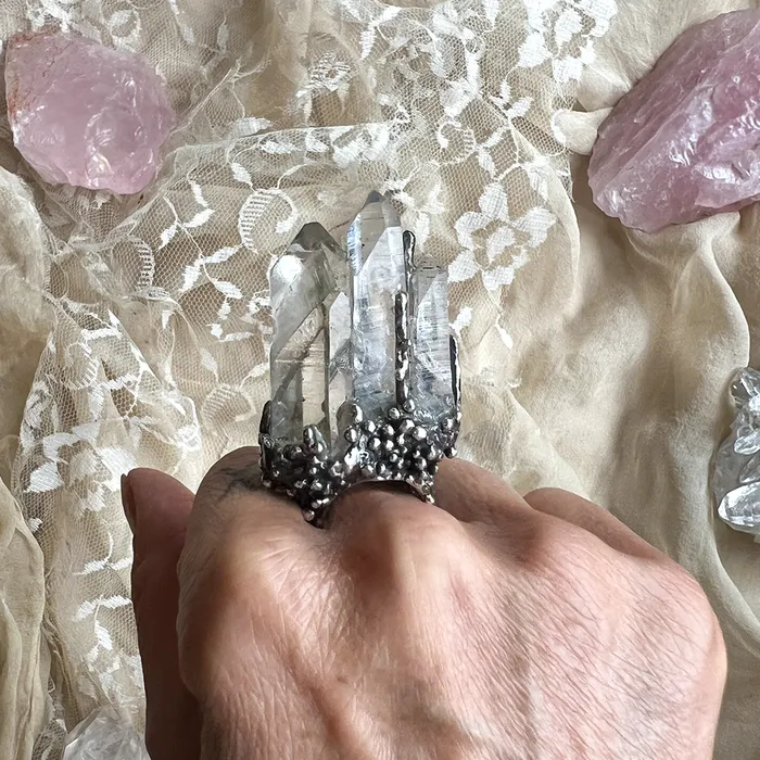 Giardinoblu Rings Clear Quartz Art Piece Ring Unique Piece 