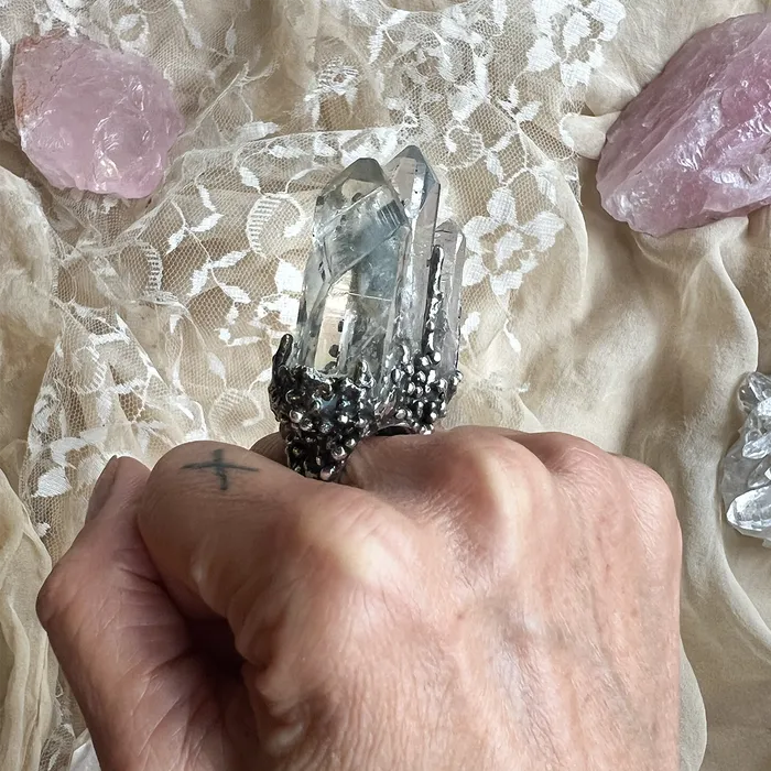 Giardinoblu Rings Clear Quartz Art Piece Ring Unique Piece 