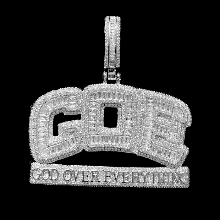 GOD OVER EVERYTHING GOE God Over Everything Iced Out Diamond Pendant Necklace Necklaces GOD OVER EVERYTHING GOE God Over Everything Iced Out Diamond Pendant Necklace Necklaces