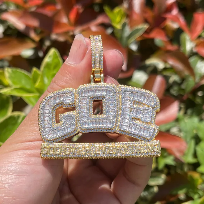 GOD OVER EVERYTHING GOE God Over Everything Iced Out Diamond Pendant Necklace Necklaces