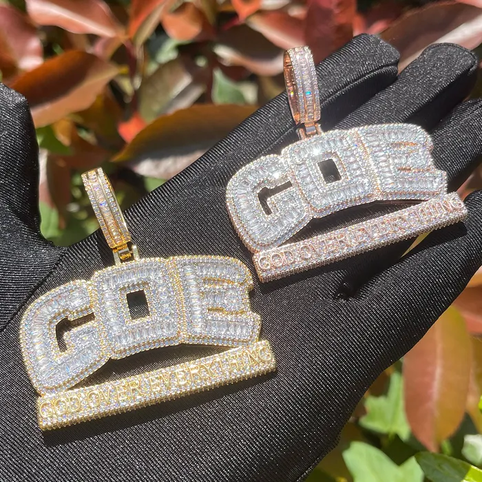 GOD OVER EVERYTHING GOE God Over Everything Iced Out Diamond Pendant Necklace Necklaces