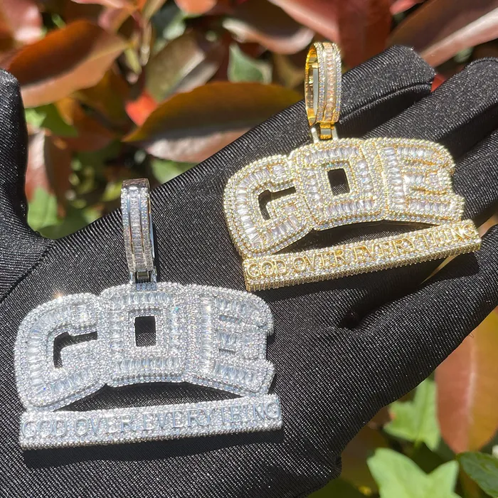 GOD OVER EVERYTHING GOE God Over Everything Iced Out Diamond Pendant Necklace Necklaces