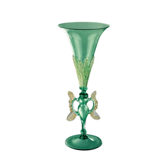 Green leaves tipetto goblet MuranoVitrum Earrings