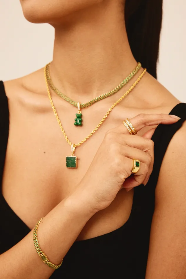 Green Quartz Pave connector Crystal Haze Jewelry Earrings