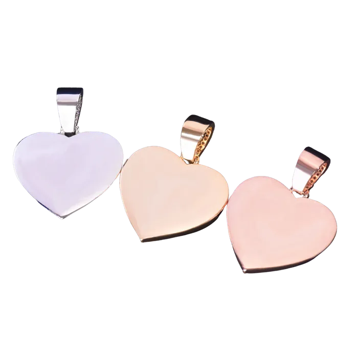Heart Tennis Bail Solid Back Custom Photo Picture Pendant Necklace HEART Necklaces