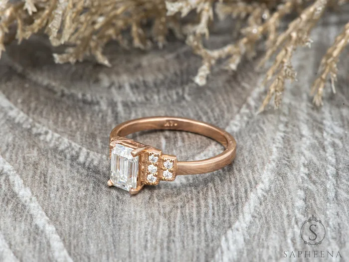 Joelle 10 Ct Emerald Cut Engagement Ring Sapheena Jewelry Rings