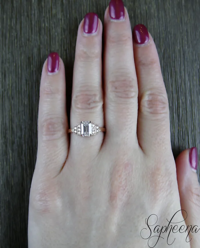 Joelle 10 Ct Emerald Cut Engagement Ring Sapheena Jewelry Rings
