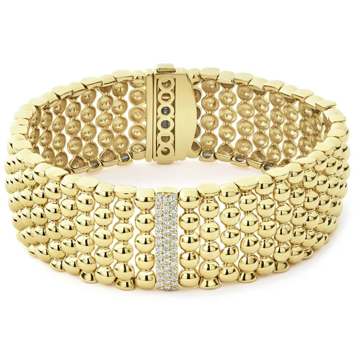 LAGOS Bracelets Caviar Gold Single Station 18K Gold Diamond Bracelet 20mm LAGOS Bracelets Caviar Gold Single Station 18K Gold Diamond Bracelet 20mm