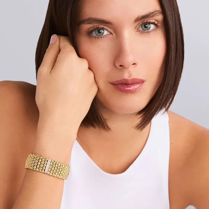 LAGOS Bracelets Caviar Gold Single Station 18K Gold Diamond Bracelet 20mm