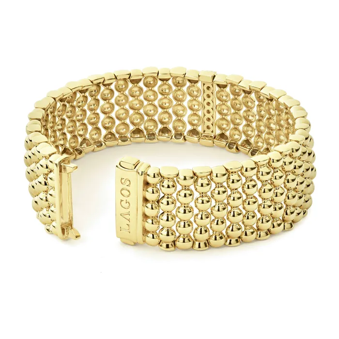 LAGOS Bracelets Caviar Gold Single Station 18K Gold Diamond Bracelet 20mm