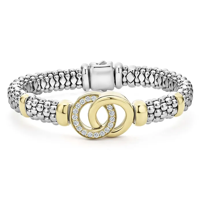 LAGOS Bracelets Signature Caviar TwoTone Interlocking Diamond Caviar Bracelet 9mm LAGOS Bracelets Signature Caviar TwoTone Interlocking Diamond Caviar Bracelet 9mm