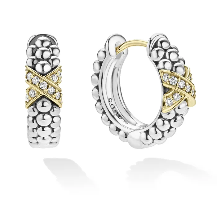 LAGOS Earrings Embrace TwoTone Diamond Huggie Earrings