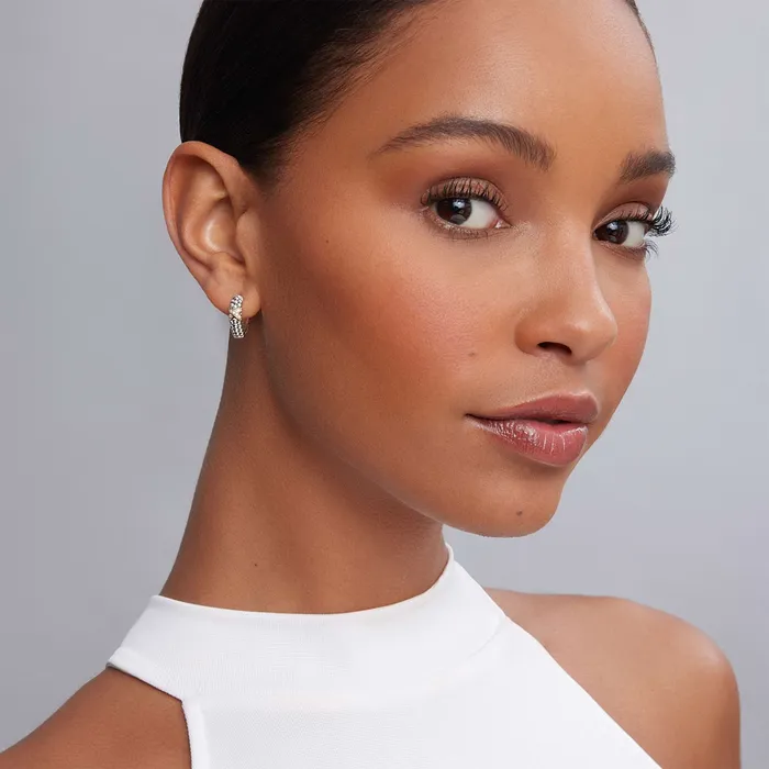 LAGOS Earrings Embrace TwoTone Diamond Huggie Earrings