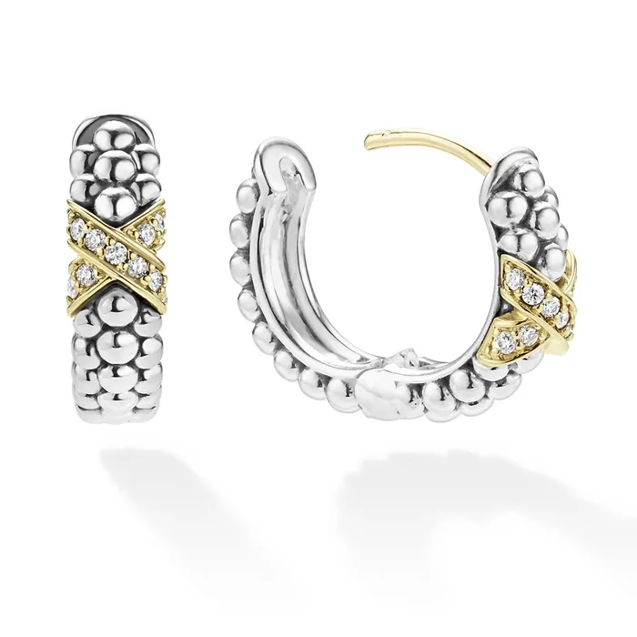 LAGOS Earrings Embrace TwoTone Diamond Huggie Earrings