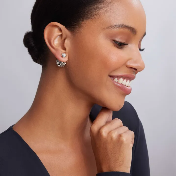LAGOS Signature Caviar Silver Beaded FrontBack Earrings Earrings