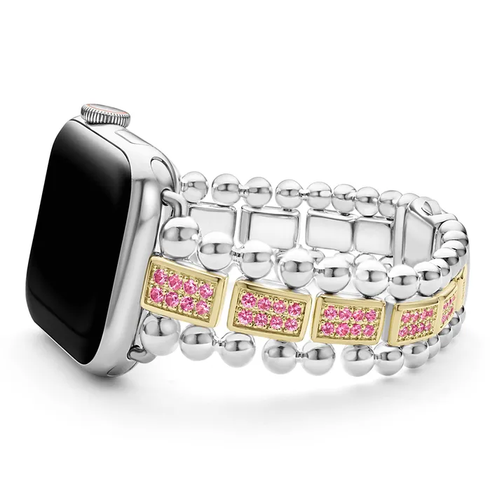 LAGOS Smart Caviar 18K Gold and Sterling Silver Pink Sapphire Watch Bracelet3845mm Bracelets