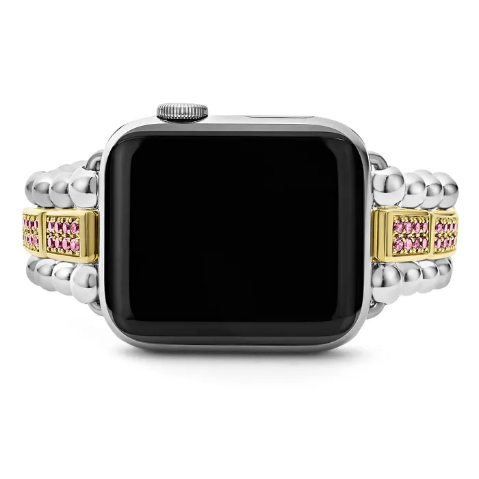 LAGOS Smart Caviar 18K Gold and Sterling Silver Pink Sapphire Watch Bracelet3845mm Bracelets