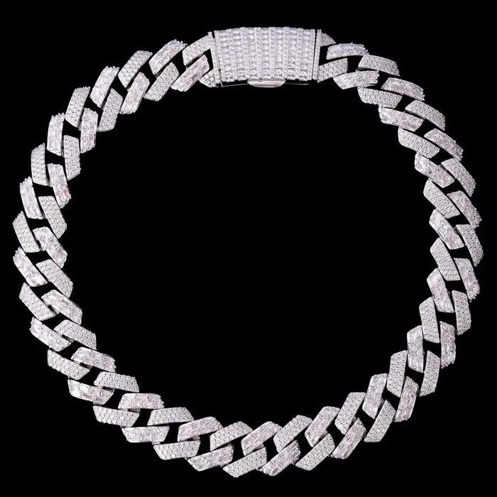LIMITED Necklaces 20MM Duo Stones Baguette Clasp Iced Out Diamond Necklace Chain LIMITED Necklaces 20MM Duo Stones Baguette Clasp Iced Out Diamond Necklace Chain