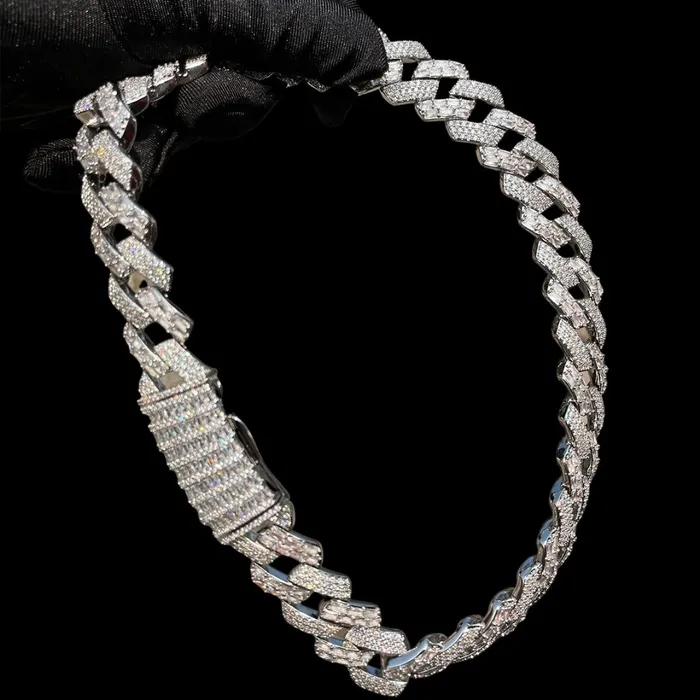 LIMITED Necklaces 20MM Duo Stones Baguette Clasp Iced Out Diamond Necklace Chain