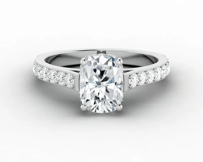 Luna 15 Ct Solitaire Cushion Cut Engagement Ring With Side Stones Sapheena Jewelry Rings Luna 15 Ct Solitaire Cushion Cut Engagement Ring With Side Stones Sapheena Jewelry Rings