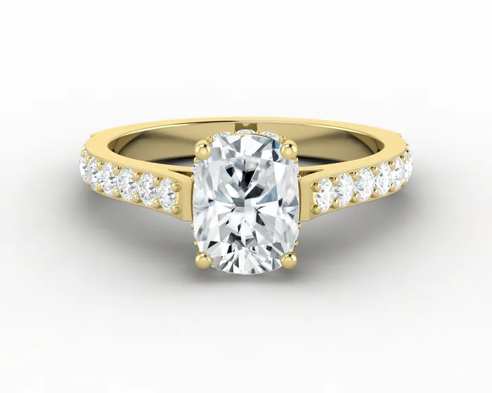 Luna 15 Ct Solitaire Cushion Cut Engagement Ring With Side Stones Sapheena Jewelry Rings