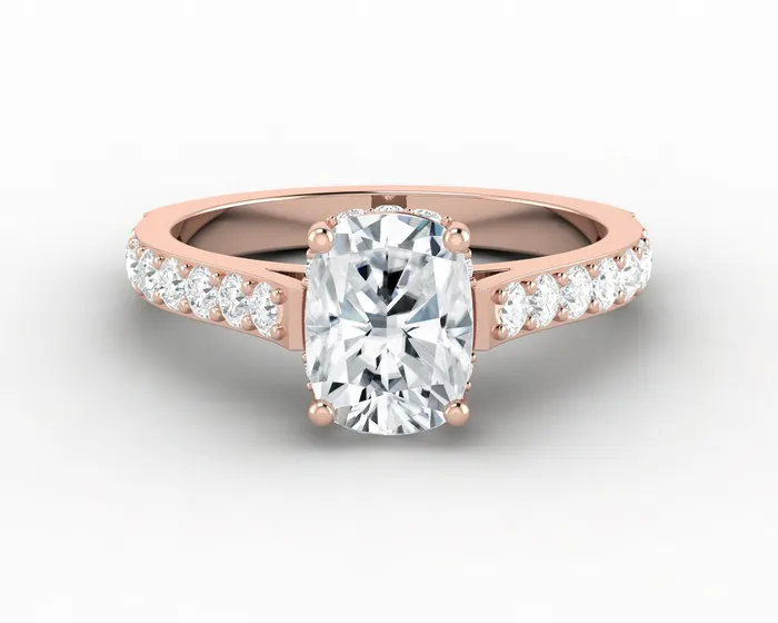Luna 15 Ct Solitaire Cushion Cut Engagement Ring With Side Stones Sapheena Jewelry Rings