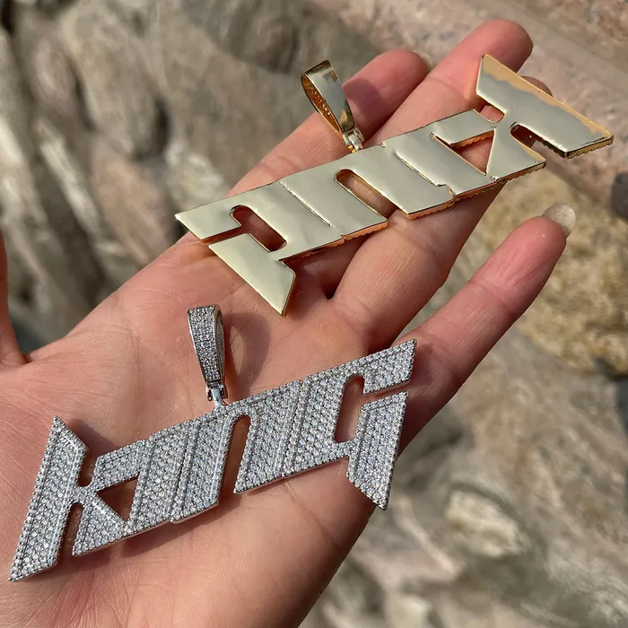 Luxury Font VVS Iced Out Personalized Custom Name Necklace Pendant LUXURY FONT Necklaces