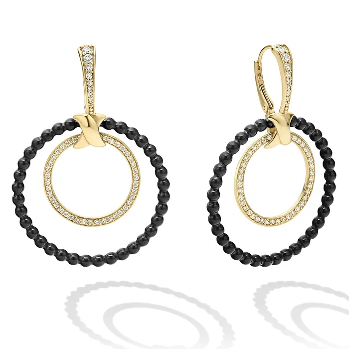 Meridian Double Circle 18K Gold and Diamond Earring Set LAGOS Earrings