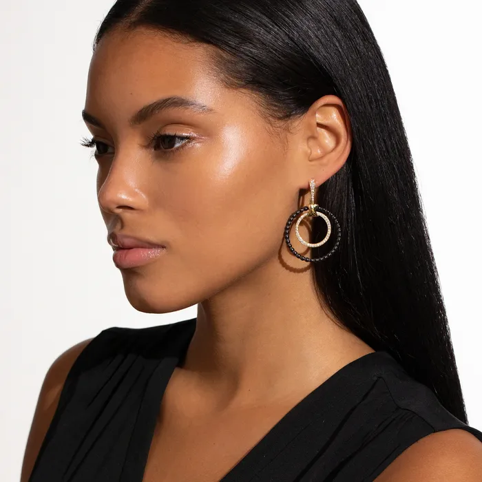Meridian Double Circle 18K Gold and Diamond Earring Set LAGOS Earrings