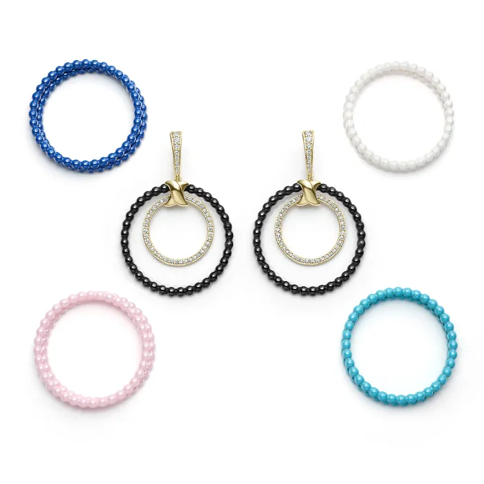 Meridian Double Circle 18K Gold and Diamond Earring Set LAGOS Earrings