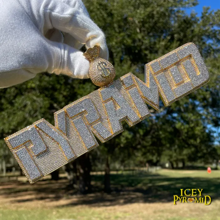MONEY BAG BAIL Necklaces Money Bag Bail Two Layers Iced Out Personalized Custom Name Necklace Pendant