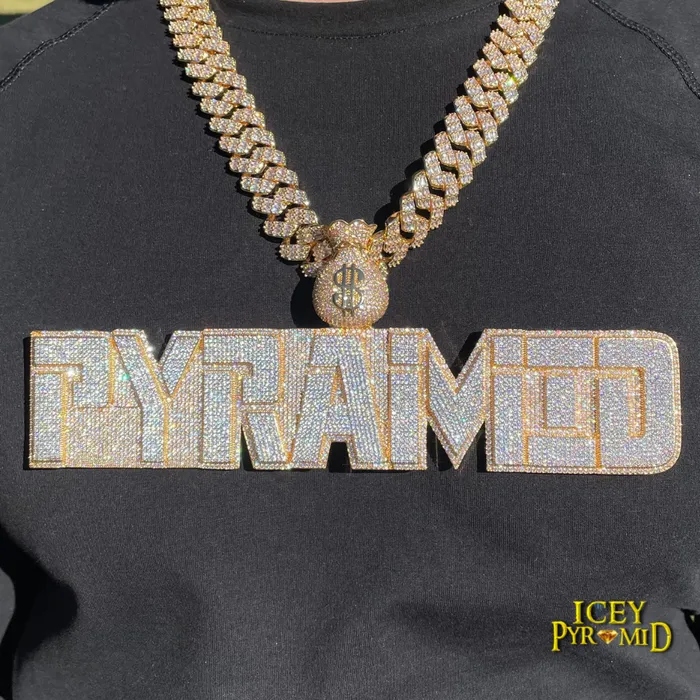 MONEY BAG BAIL Necklaces Money Bag Bail Two Layers Iced Out Personalized Custom Name Necklace Pendant